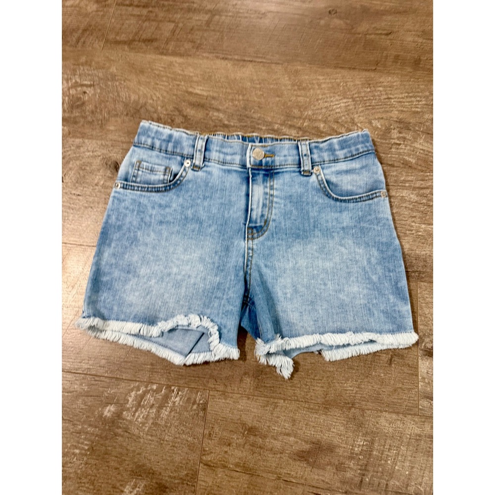 Cat & Jack Girls Light Wash Denim Cut Off Shorts Adjustable Waist Size L 10/12
